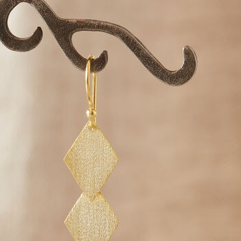 Matte Gold Diamond Drop Earrings, 18k Gold Silver, 2 of 8