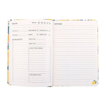 Italian Lemon Print A5 Recipe Journal, 2 of 3
