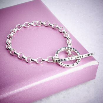 Silver Tiny Text Personalised Message Toggle Bracelet, 2 of 5