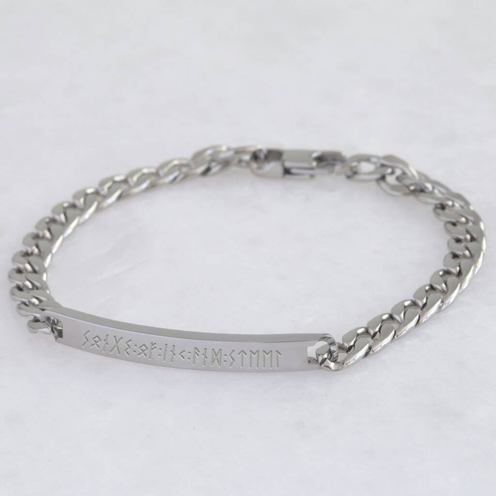 Personalised Stainless Steel Viking Rune Curb Bracelet, 1 of 4