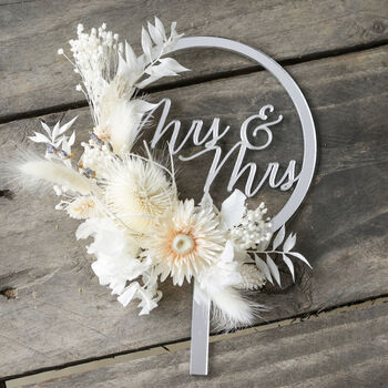 Personalised Dried Flower Acrylic Wedding Cake Topper, 5 of 12