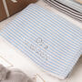 Baby Boy Cosy Cardigan And Blue Mini Stripe Blanket Set, thumbnail 3 of 12