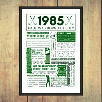 1985 Personalised 40th Birthday Golf Fact Poster, 7 of 8