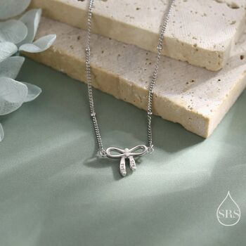Sterling Silver Ribbon Bow Bracelet, 5 of 12