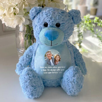 Personalised Photo Comfort Keepsake Teddy Bear Blue, 3 of 7