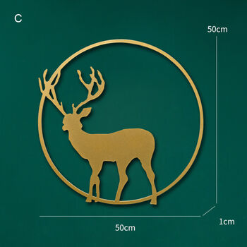 Circular 50cm Gold Reindeer Stag Wall Art, 6 of 12