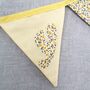 Bunting In Butter Yellow With Ditsy Floral Flowers. Bunting Flags Girls Bedroom, Personalised Baby Room Garland Name Banner, thumbnail 6 of 12