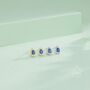 Sterling Silver Tiny Sapphire Blue Droplet Cz Halo Stud Earrings, thumbnail 5 of 12