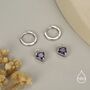 Sterling Silver Amethyst Purple Trillion Cut Cz Hoop Earrings, thumbnail 6 of 11