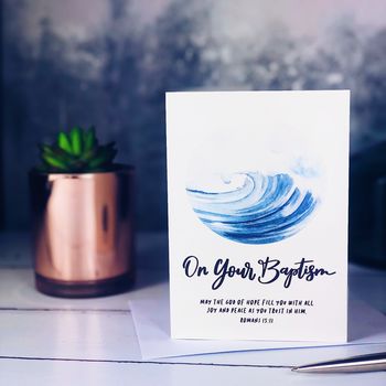 On Your Baptism Watercolour Card Romans 15v13 By Izzy & Pop