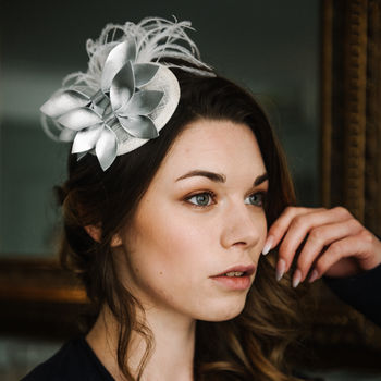 Silver Leather Cocktail Hat 'Thea', 3 of 11