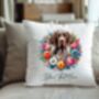 Personalised Liver And Black Shorthaired Pointer Summer Floral Dog Wreath Cushion And Mug Bundle, thumbnail 4 of 4