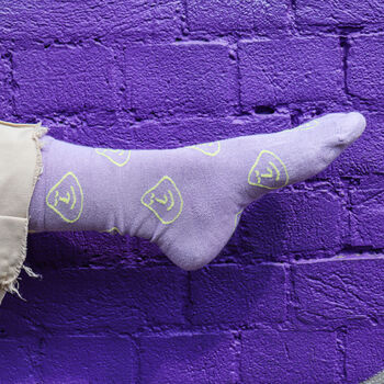 Lilac Purple Smiley Bamboo Socks, 3 of 4