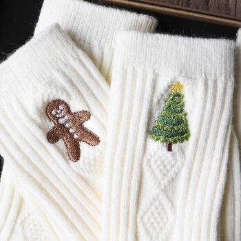 Cashmere Wool Christmas Bed Socks Gift Set, 4 of 9