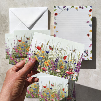 Wildflowers Stationery Bundle, A5 Notepad And Six Folded Cards And Envelopes, 4 of 6