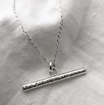 Delicate Textured T Bar Necklace, 9 of 11