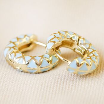 Gold Plated Geometric Enamel Hoop Earrings, 7 of 12
