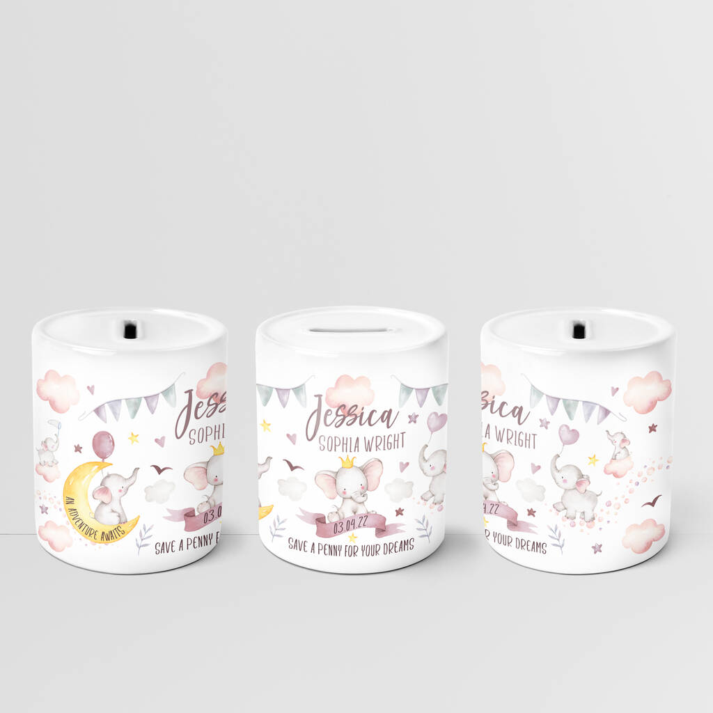Personalised Elephants Ceramic Money Box By Love My Designs