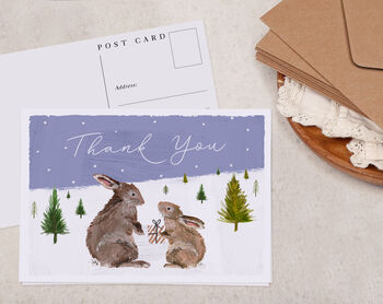 Christmas Bunny Rabbit Thank You A6 Postcard Pack, 2 of 3