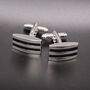 Curve Rectangle Groove Lines Cufflinks Mens Gift, thumbnail 3 of 4