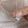 Sterling Silver Square Shaped Gemstone Necklace, thumbnail 2 of 6