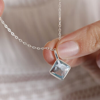 Sterling Silver Square Shaped Gemstone Necklace, 2 of 6