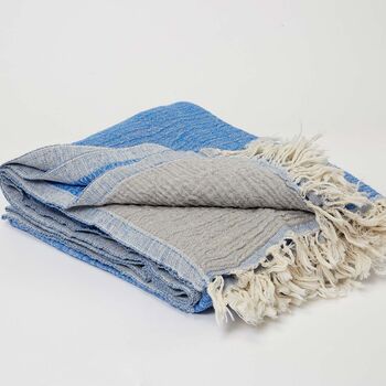 Blue Cotton Muslin Towel, 2 of 7
