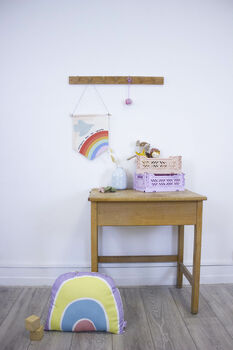 Personalised Kids Rainbow And Bird Wall Hanging Flag, 4 of 4