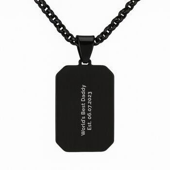Personalised Men’s Contemporary Black Dog Tag Necklace, 2 of 6