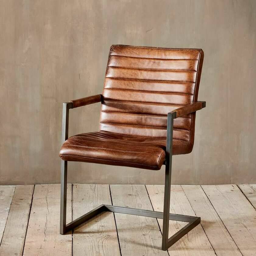 Ribbed Leather Desk Chair, 1 of 4