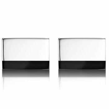 Solid Silver Oblong Cufflinks – Onyx | Groom's Party Wedding Gift, 2 of 6