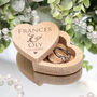 First Names Engraved Wooden Heart Wedding Ring Box, thumbnail 1 of 2