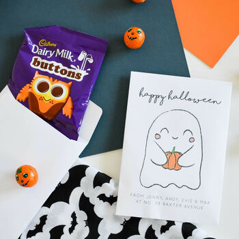 10 Cute Ghost Personalised Halloween Treat Envelopes, 3 of 3