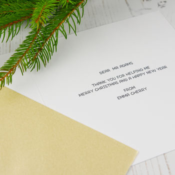 personalised christmas card for a special teacher by a touch of verse