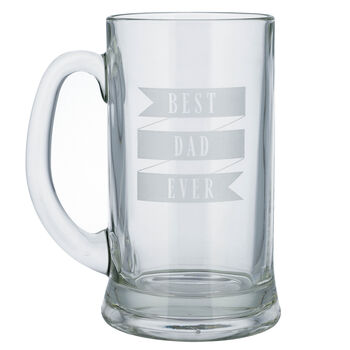 Best Dad Ever Etched Glass Tankard, 2 of 5