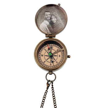 Personalised Picture Photo Engraved Wedding Anniversary Compass Gift, 2 of 12