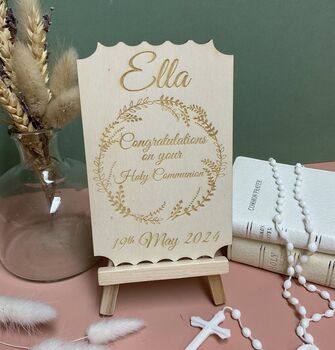Personalised Wooden Engraved Holy Communion Keepsake Card, 2 of 10