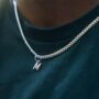 Mens Initial Necklace Silver Chain With Letter Pendant Necklace, thumbnail 6 of 10