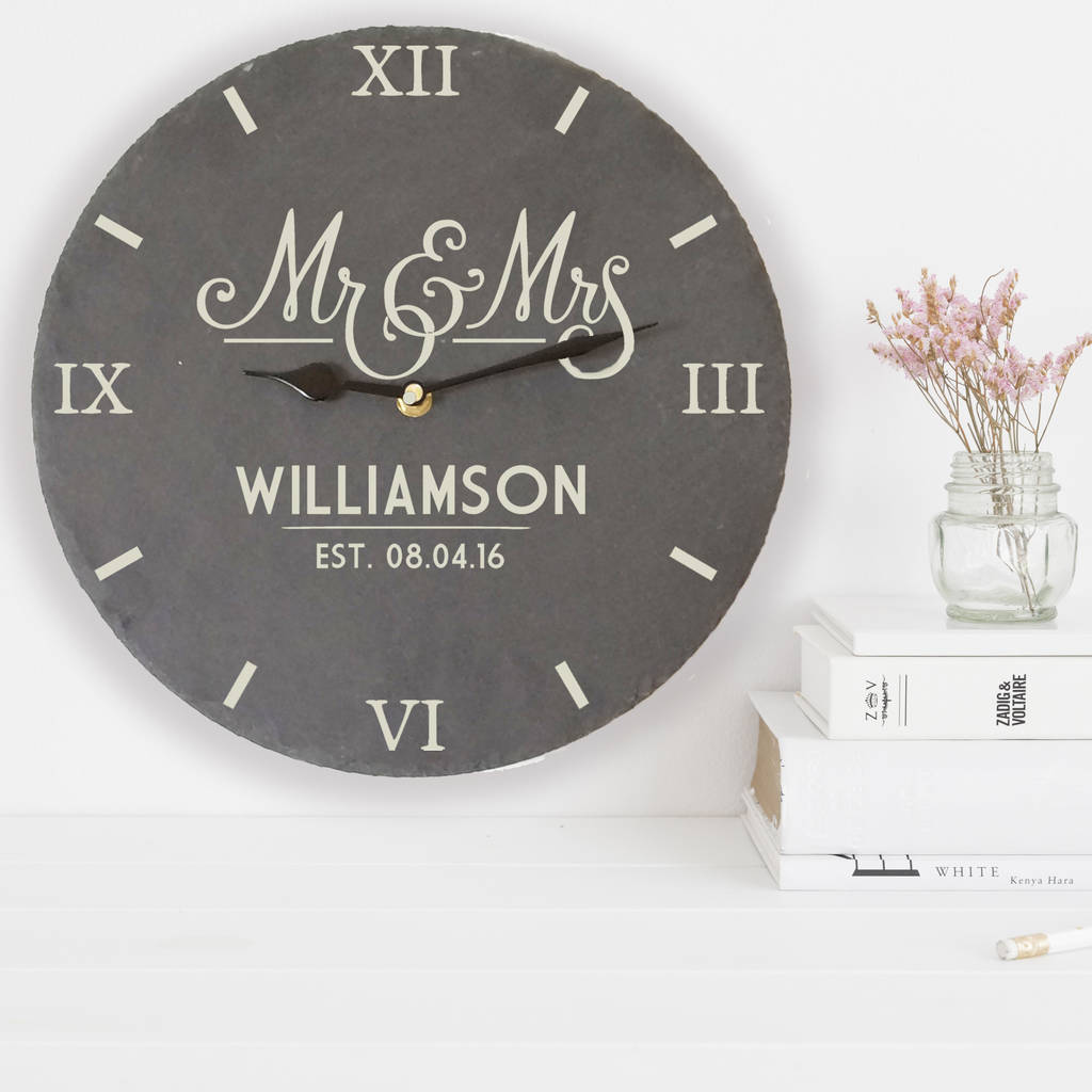 Personalised Slate Mr And Mrs Clock, 1 of 5