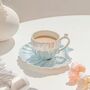 Cannes Pearl Blue Oyster Gift Ombre Mug And Saucer Set, thumbnail 2 of 6