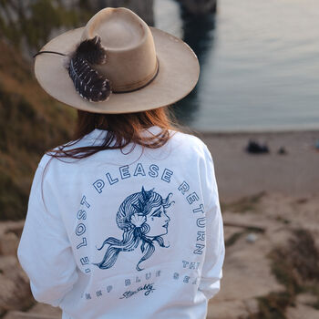 Womens 'Deep Blue Sea' Mermaid Print White Sweatshirt, 2 of 4
