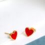 18 K Gold Plated Enamel Love Heart Stud Earrings, thumbnail 8 of 12