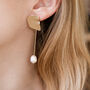 Gold Colour Pearl Drop Earrings, thumbnail 1 of 3