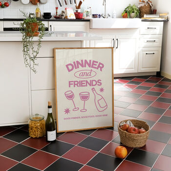 Dinner And Friends Retro Hand Drawn Illustration Print, 6 of 10