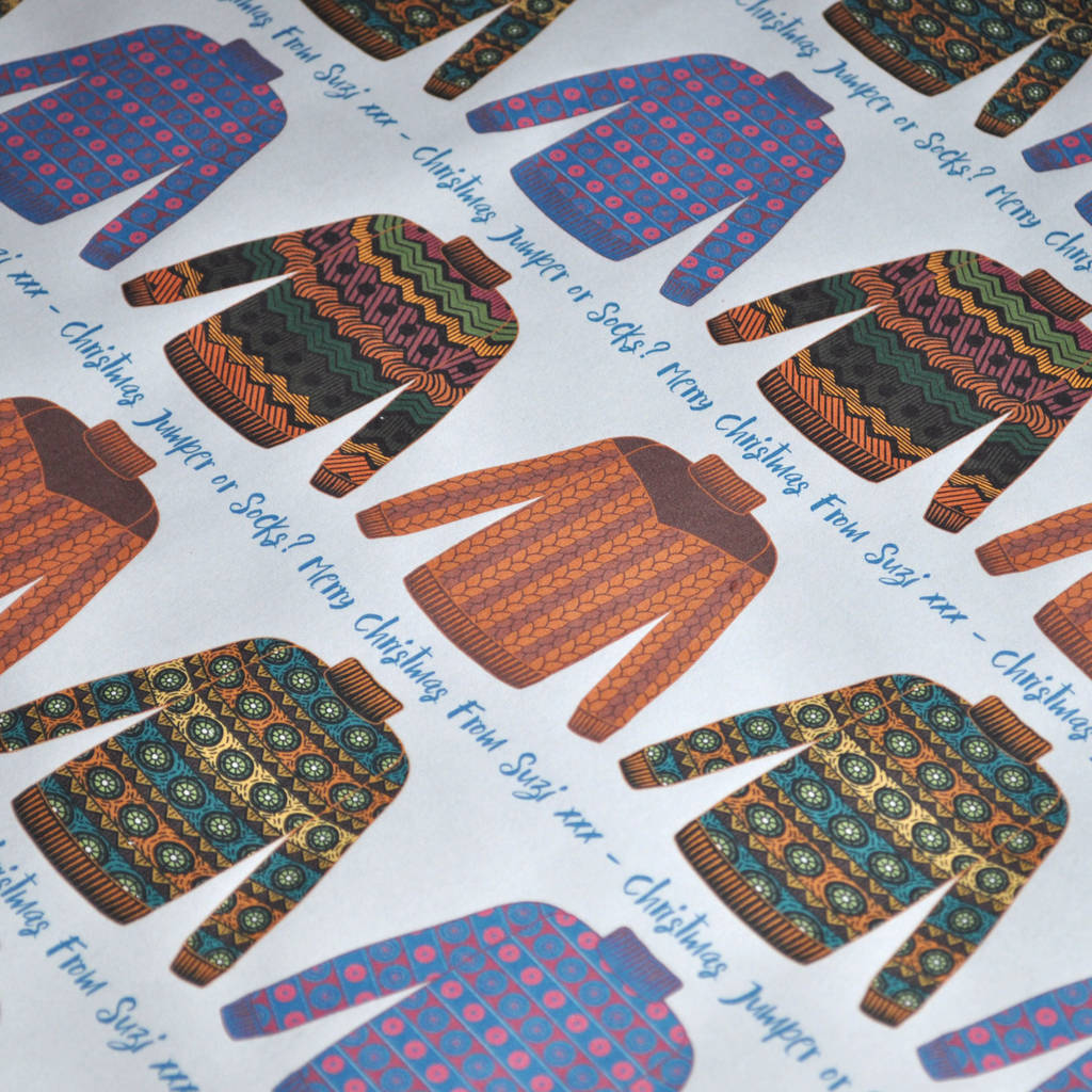 Christmas Wrapping Paper Personalised Jumper Design By Spotty N Stripy