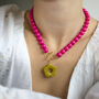 Barbie Pink Bead And Olive Flower Toggle Necklace, thumbnail 3 of 5