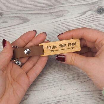 Engraved Wooden 'Follow Your Heart / Dreams' Keyring, 6 of 7