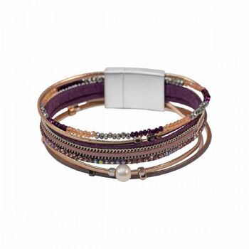 Multi Strand Faux Pearl Sparkle Magnetic Clasp Bracelet, 3 of 10