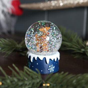 Mini Reindeer Christmas Snow Glitter Globe By Red Berry Apple ...