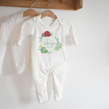 Personalised Garden Bugs New Baby Outfit, 2 of 7